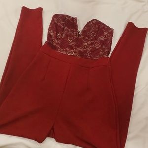 Holiday red romper/jumpsuit